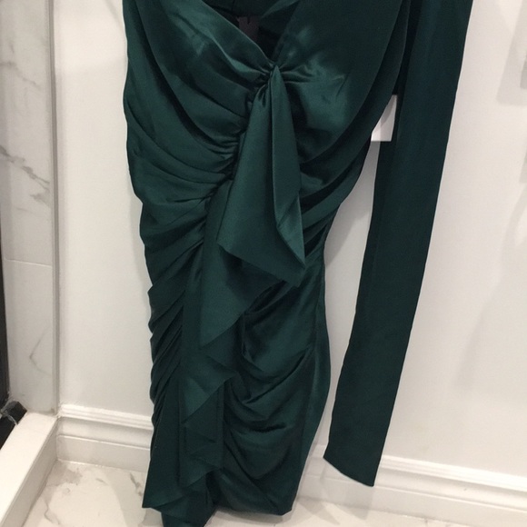 Alexandre Vauthier Forest Green Silk Dress Size 34 - Picture 6 of 8
